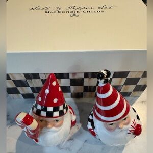 Mackenzie Childs Christmas Gnomes Salt & Pepper Shakers